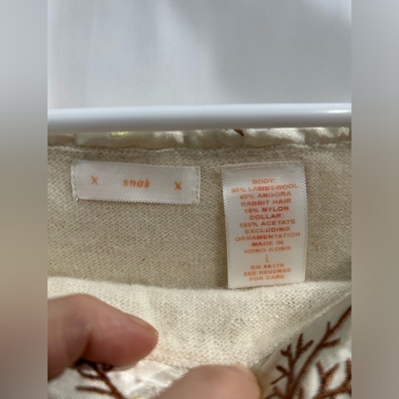 Rare Anthropologie Lambs Wool Angora Blend Sweater Snak Elegant Boat Neck Size L - Picture 3 of 7